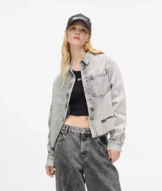 Ağartılmış denim gömlek