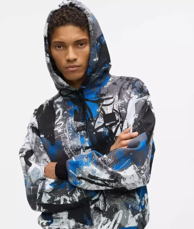 All-over boya efekti kapüşonlu sweatshirt All-over boya efekti kapüşonlu sweatshirt