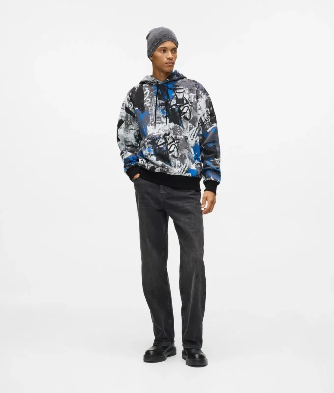 All-over boya efekti kapüşonlu sweatshirt All-over boya efekti kapüşonlu sweatshirt