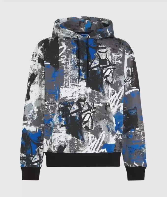 All-over boya efekti kapüşonlu sweatshirt All-over boya efekti kapüşonlu sweatshirt