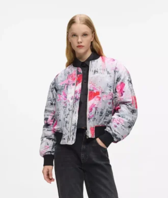 All-over boyalı bomber ceket