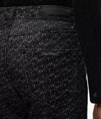 All-over-print düz paça jean