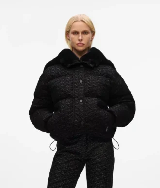 All-over-print puffer ceket