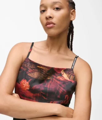 All-over-print saten elbise