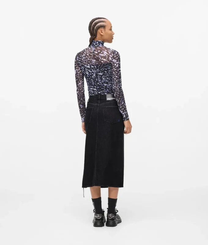 Bağcıklı midi denim etek Bağcıklı midi denim etek