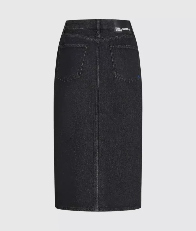 Bağcıklı midi denim etek Bağcıklı midi denim etek