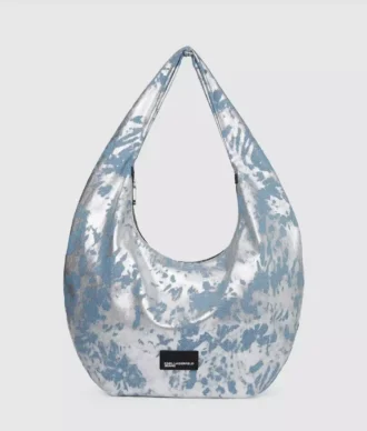 Büyük, parlak denim hobo çanta
