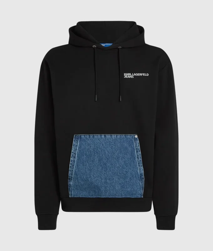Denim cepli kapüşonlu sweatshirt Denim cepli kapüşonlu sweatshirt