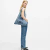Denim hobo alışveriş çantası Denim hobo alışveriş çantası