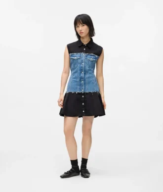 Denim korsajlı elbise