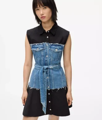 Denim korsajlı elbise