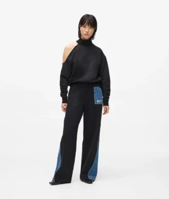 Denim panelli eşofman altı