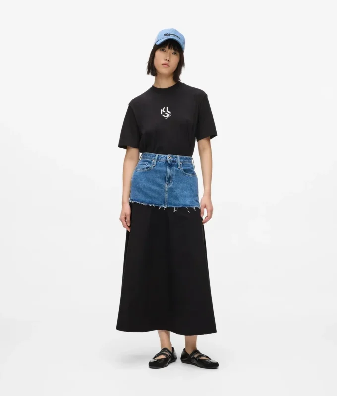 Denim panelli maksi etek Denim panelli maksi etek