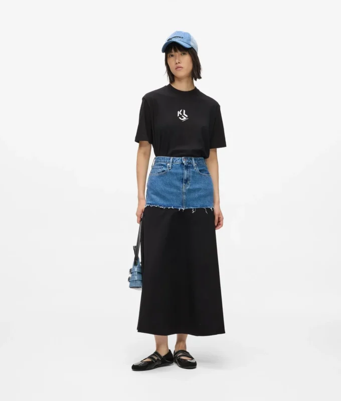 Denim panelli maksi etek Denim panelli maksi etek