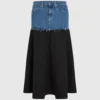 Denim panelli maksi etek Denim panelli maksi etek