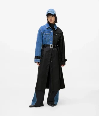 Denim panelli trençkot