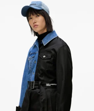 Denim panelli trençkot