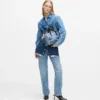 Denim tokalı bowling çantası Denim tokalı bowling çantası