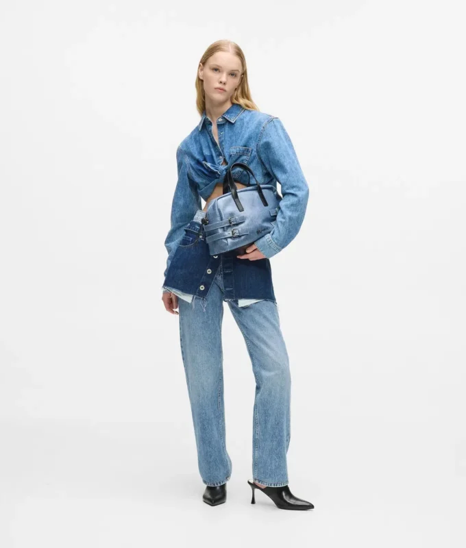 Denim tokalı bowling çantası Denim tokalı bowling çantası