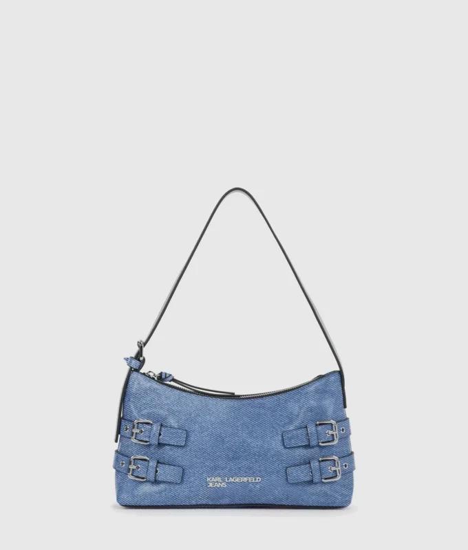 Denim tokalı omuz çantası Denim tokalı omuz çantası