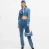 Denim tokalı omuz çantası Denim tokalı omuz çantası
