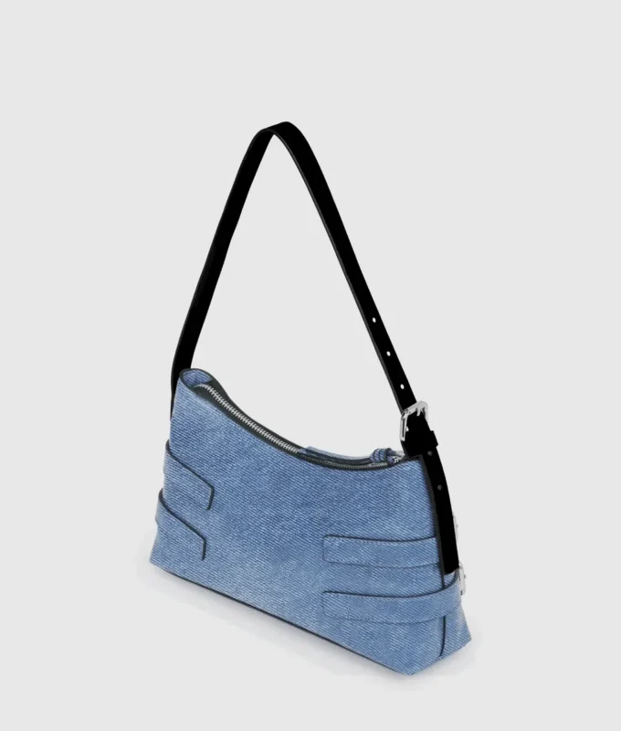 Denim tokalı omuz çantası Denim tokalı omuz çantası