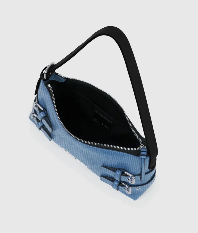 Denim tokalı omuz çantası Denim tokalı omuz çantası