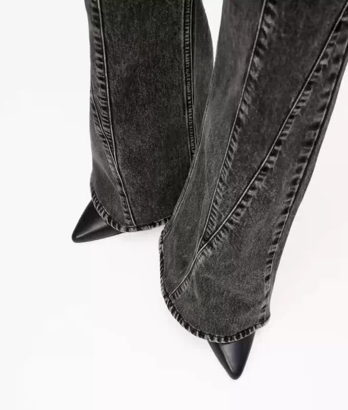 Dikişli yüksek bel kloş jean Dikişli yüksek bel kloş jean