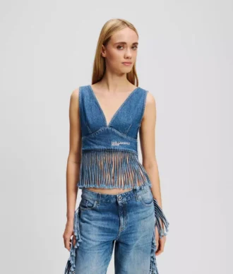 FRINGED DENIM ÜST