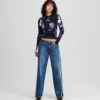 FRINGED MID-RISE RELAXED JEANS FRINGED MID-RISE RELAXED JEANS