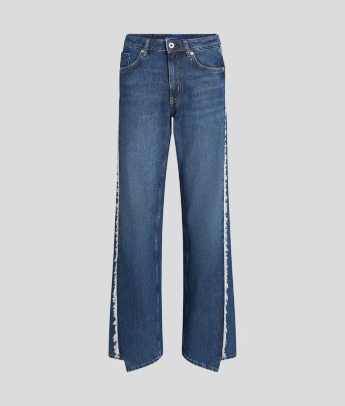 FRINGED MID-RISE RELAXED JEANS FRINGED MID-RISE RELAXED JEANS
