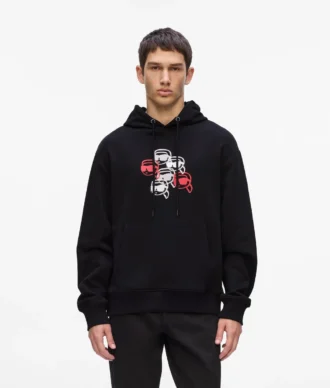 Ikon baskılı kapüşonlu sweatshirt
