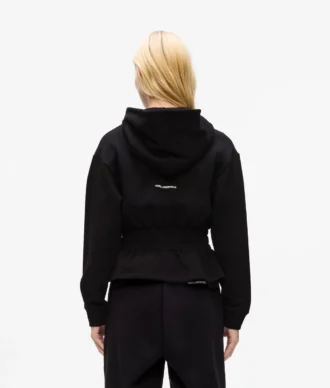 Ikon büzgülü fermuarlı kapüşonlu sweatshirt
