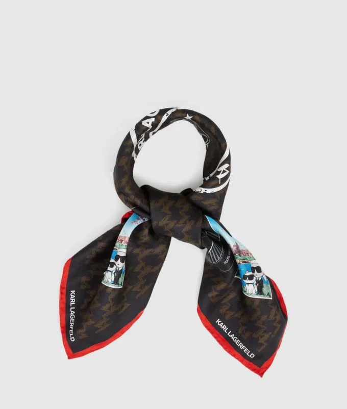 Ikon Monogram seyahat damgaları fular Ikon Monogram seyahat damgaları fular