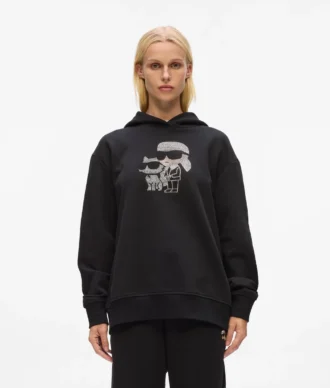 Ikon rhinestone kapüşonlu sweatshirt