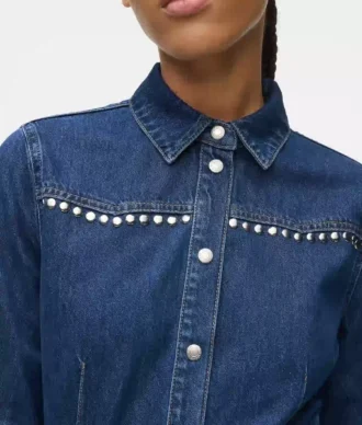 Çivili denim elbise
