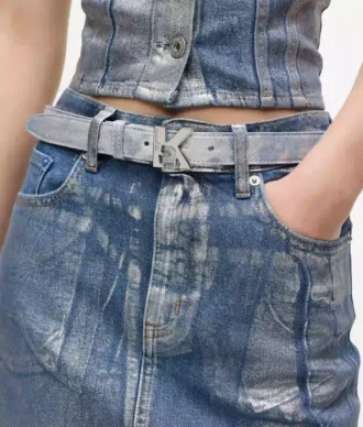 K logolu denim kemer