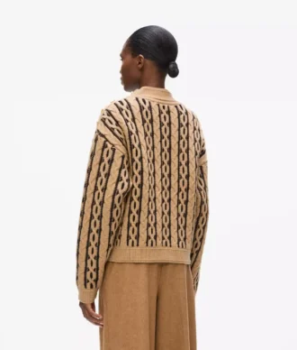 Kablo örgü mock neck kazak