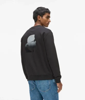 Kadife logolu bisiklet yaka sweatshirt