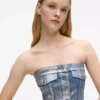 Kaplamalı denim büstiyer Kaplamalı denim büstiyer