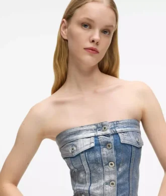 Kaplamalı denim büstiyer Kaplamalı denim büstiyer