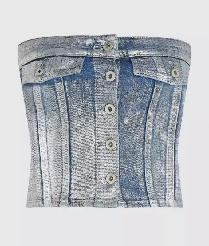 Kaplamalı denim büstiyer Kaplamalı denim büstiyer