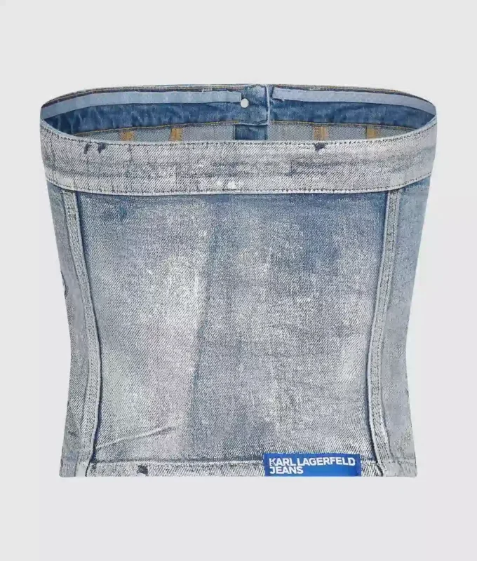 Kaplamalı denim büstiyer Kaplamalı denim büstiyer