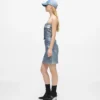 Kaplamalı denim mini etek Kaplamalı denim mini etek