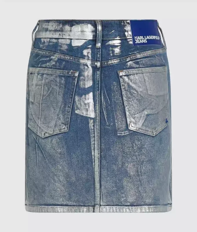 Kaplamalı denim mini etek Kaplamalı denim mini etek
