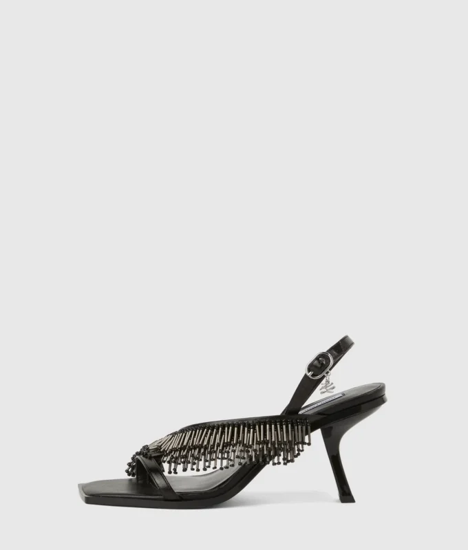 Karmel saçaklı topuklu slingback ayakkabı Karmel saçaklı topuklu slingback ayakkabı