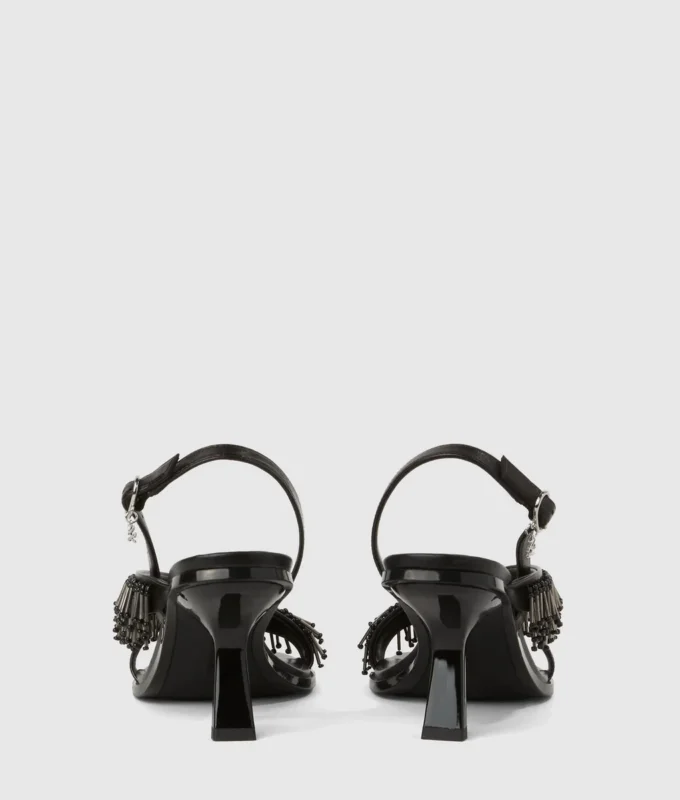 Karmel saçaklı topuklu slingback ayakkabı Karmel saçaklı topuklu slingback ayakkabı