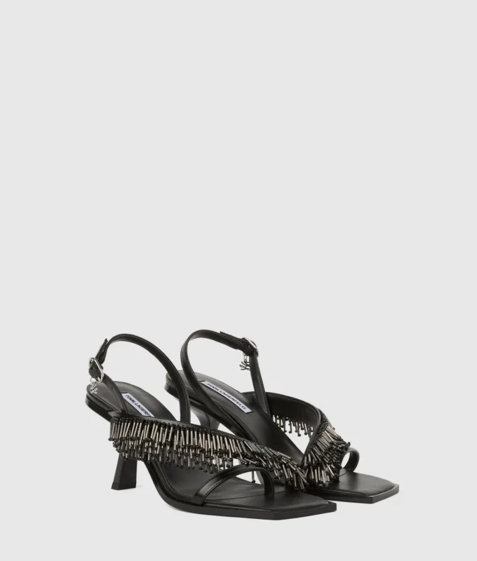 Karmel saçaklı topuklu slingback ayakkabı Karmel saçaklı topuklu slingback ayakkabı