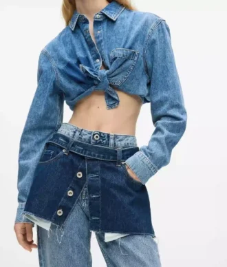 Katmanlı yüksek bel düz jean Katmanlı yüksek bel düz jean
