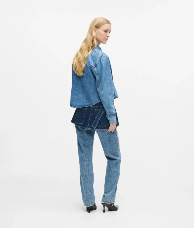 Katmanlı yüksek bel düz jean Katmanlı yüksek bel düz jean